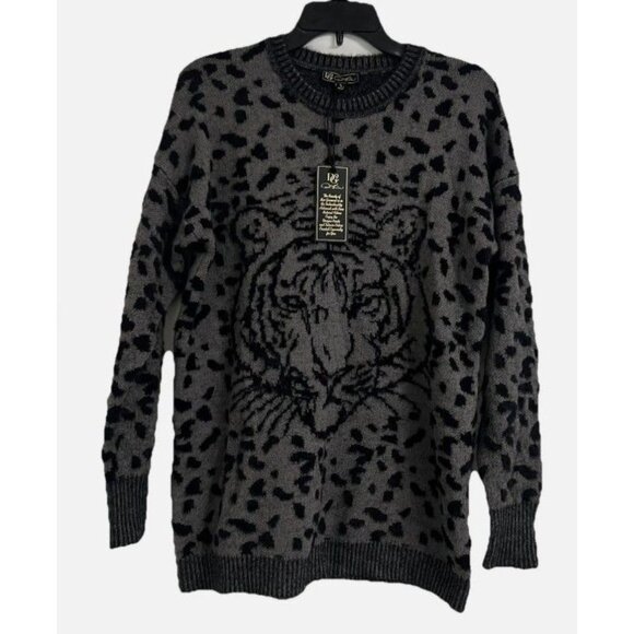 Diane Gilman Tiger Leopard Sweater Black Small - Picture 3 of 9